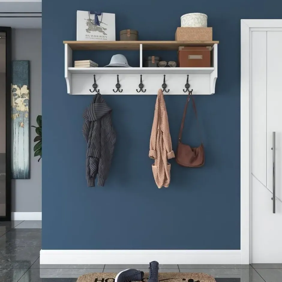 CALICOSY - Kapstok met 2 vakken en 5 haken BROOKE - 2,2x120x37,2 cm