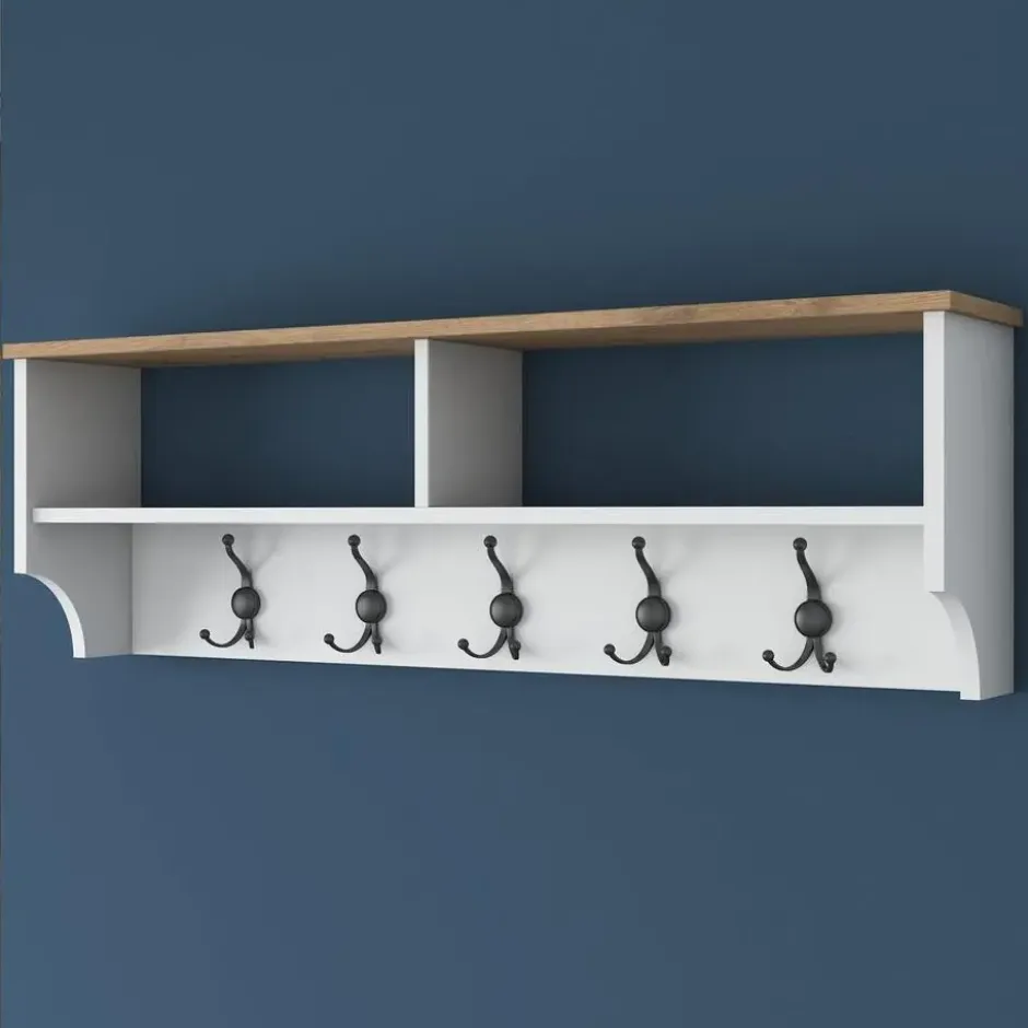 CALICOSY - Kapstok met 2 vakken en 5 haken BROOKE - 2,2x120x37,2 cm