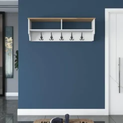 CALICOSY - Kapstok met 2 vakken en 5 haken BROOKE - 2,2x120x37,2 cm