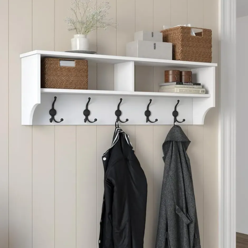 CALICOSY - Kapstok met 2 vakken en 5 haken BROOKE - 2,2x120x37,2 cm