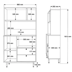 CALICOSY - Keukenkast met 2 lades ODE - 35,5x88x161,2 cm
