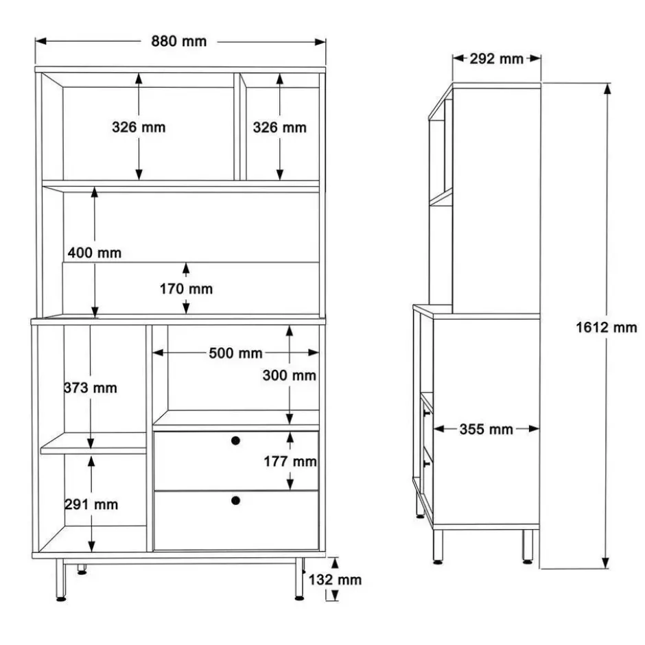 CALICOSY - Keukenkast met 2 lades ODE - 35,5x88x161,2 cm