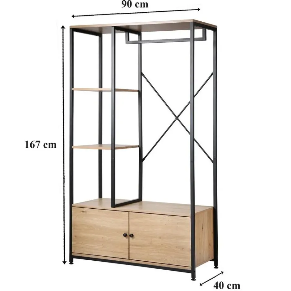 CALICOSY - Kledingkast LENNY - Eik - 167x90x40 cm