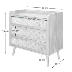 Calicosy - Ladekast 3 lades - Licht hout - 39x80x79 cm