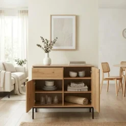 Calicosy - LENNY Dressoir 2 deuren - Eiken - 40x90x80 cm