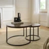 Calicosy - LENNY Set van 2 ronde salontafels - Eiken - 70x70x45,5 cm