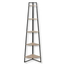 Calicosy - LEXIE Boekenkast 5 niveaus - Zwart - 36x36x180 cm
