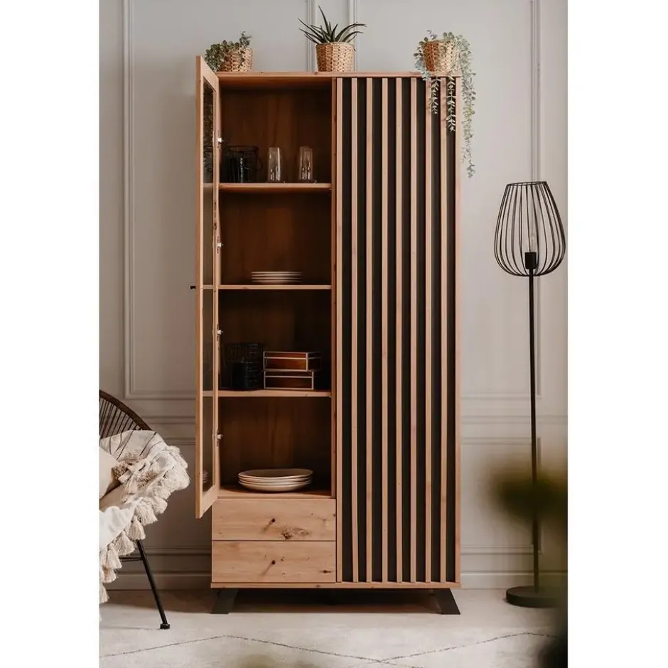 Calicosy - LUBLIN Servieskast - Licht hout - 40x92x198 cm