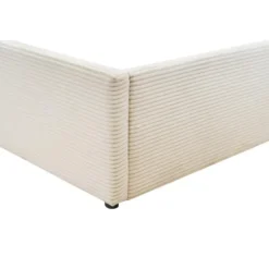 CALICOSY - Opbergbed bekleed met fluweel ROMY - Beige - 170x214x36,5 cm
