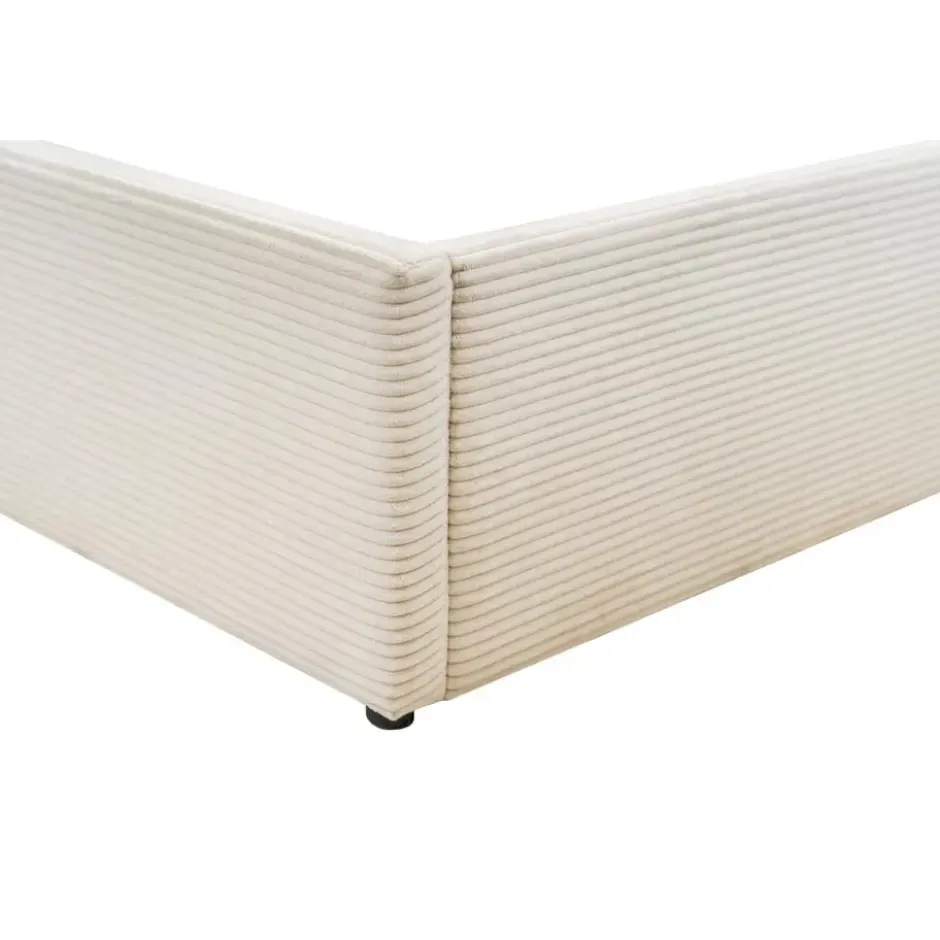 CALICOSY - Opbergbed bekleed met fluweel ROMY - Beige - 170x214x36,5 cm