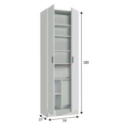 Calicosy - Opbergkast SAVIO - Wit 37x58,5x181 cm