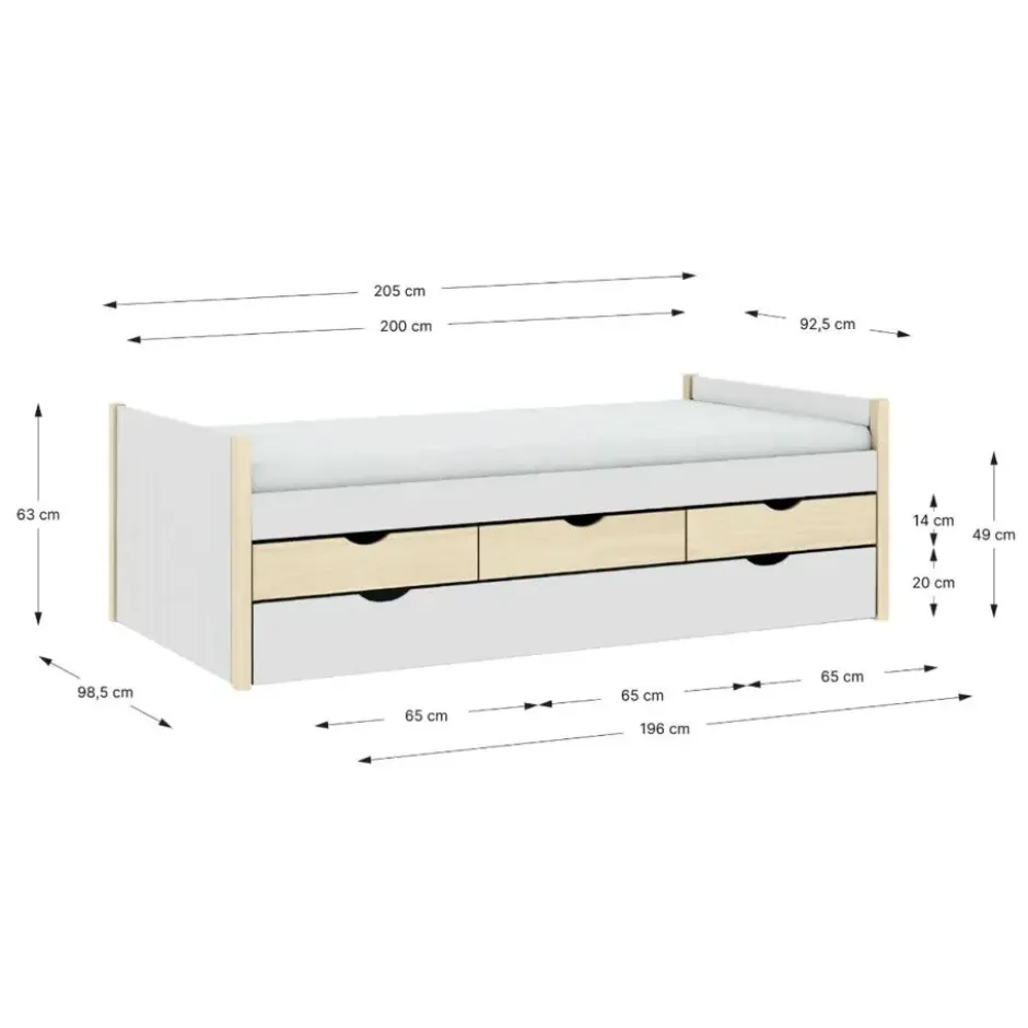 Calicosy - ROMEO Bed - Beige - 98,2x205x63 cm