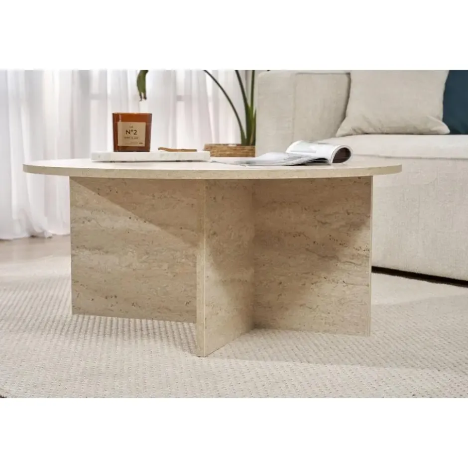 CALICOSY - Salontafel SOLEIL - Beige - 40x90x90 cm