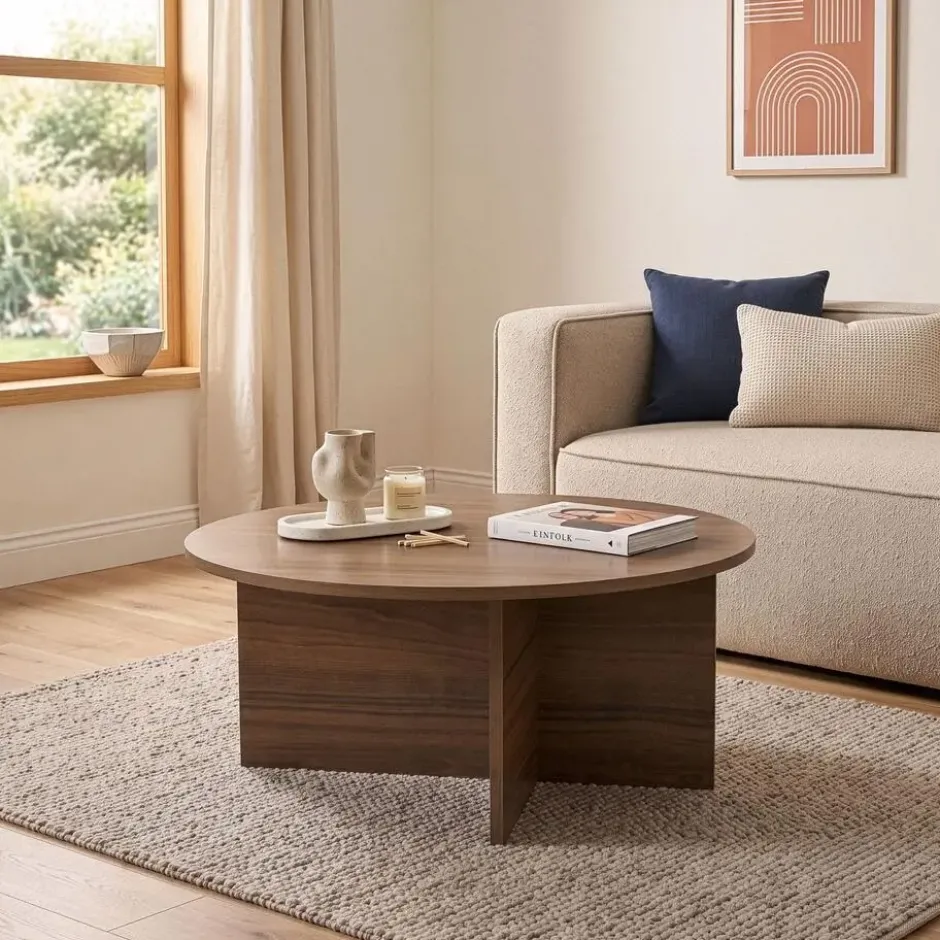 CALICOSY - Salontafel SOLEIL - Bruin - 40x90x90 cm