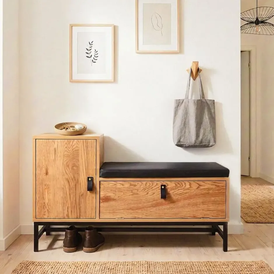 Calicosy - Schoenenbank met 2 opbergvakken - JILL - 38x101x59 cm