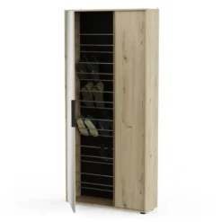 CALICOSY - Schoenenkast en 1 spiegel EBONY - 23,9x82,9x178,4 cm