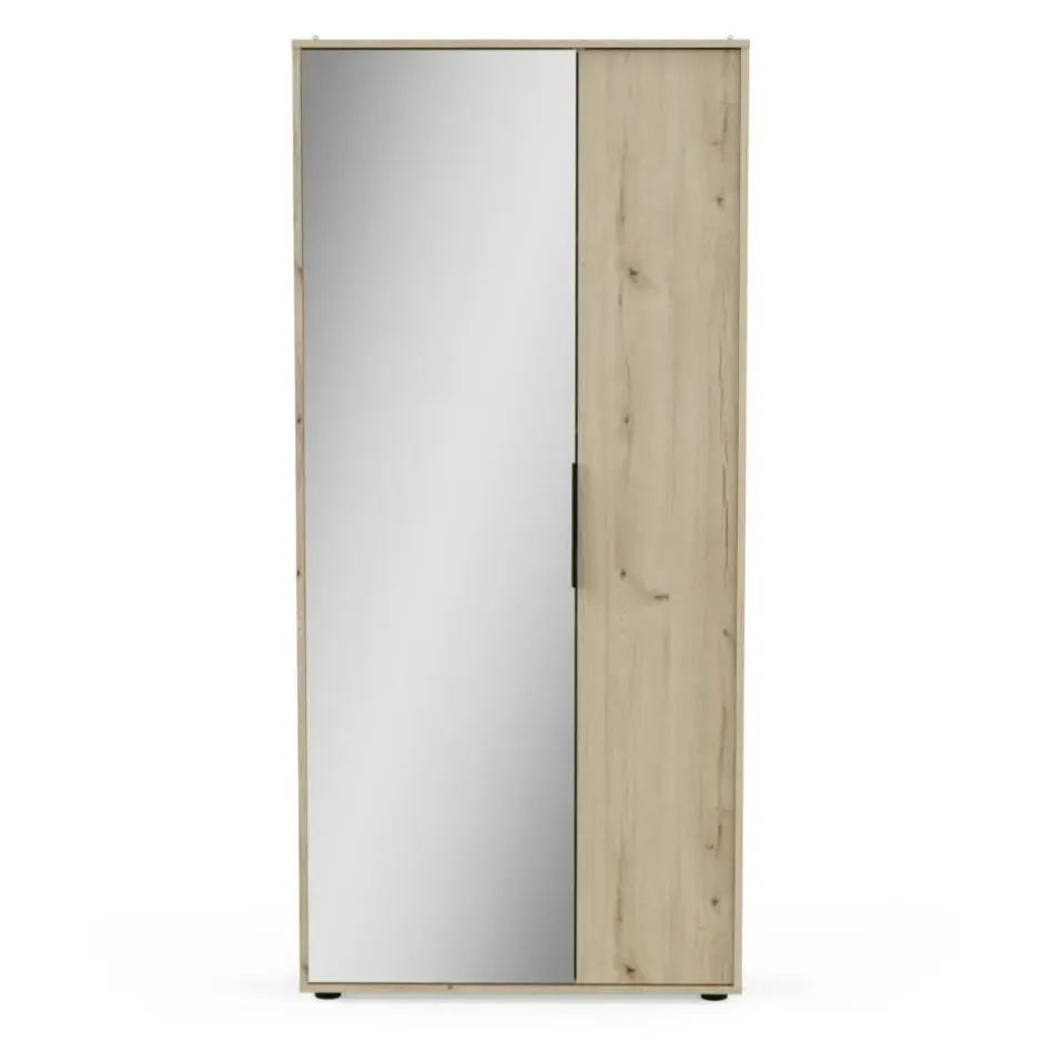 CALICOSY - Schoenenkast en 1 spiegel EBONY - 23,9x82,9x178,4 cm