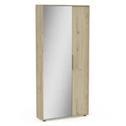 CALICOSY - Schoenenkast en 1 spiegel EBONY - 23,9x82,9x178,4 cm