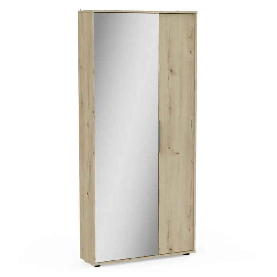CALICOSY - Schoenenkast en 1 spiegel EBONY - 23,9x82,9x178,4 cm