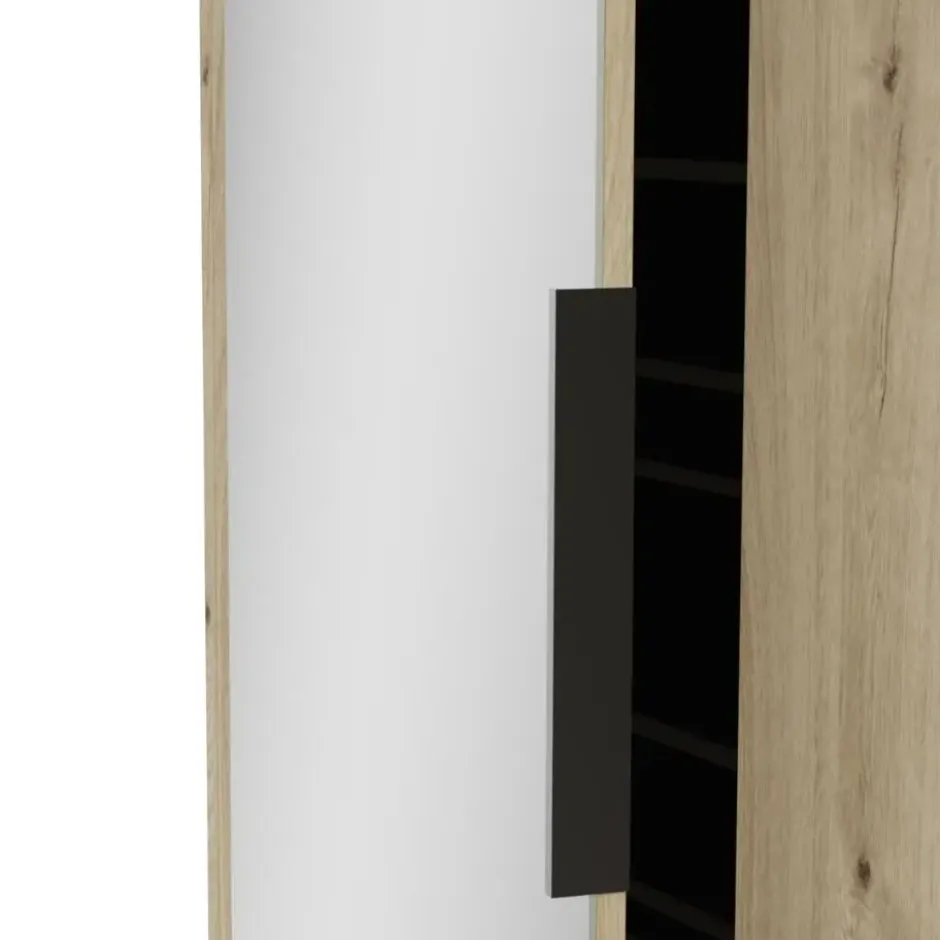 CALICOSY - Schoenenkast en 1 spiegel EBONY - 23,9x82,9x178,4 cm