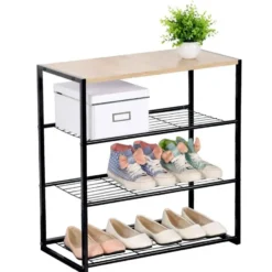 CALICOSY - Schoenenrek LEXIE - Licht hout - 63x63x30 cm