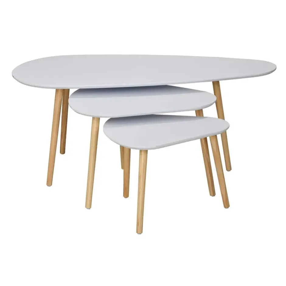 CALICOSY - Set van 3 salontafels - Wit - 42x103x50 cm