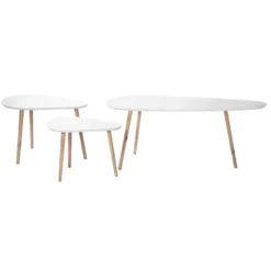 CALICOSY - Set van 3 salontafels - Wit - 42x103x50 cm