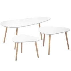 CALICOSY - Set van 3 salontafels - Wit - 42x103x50 cm