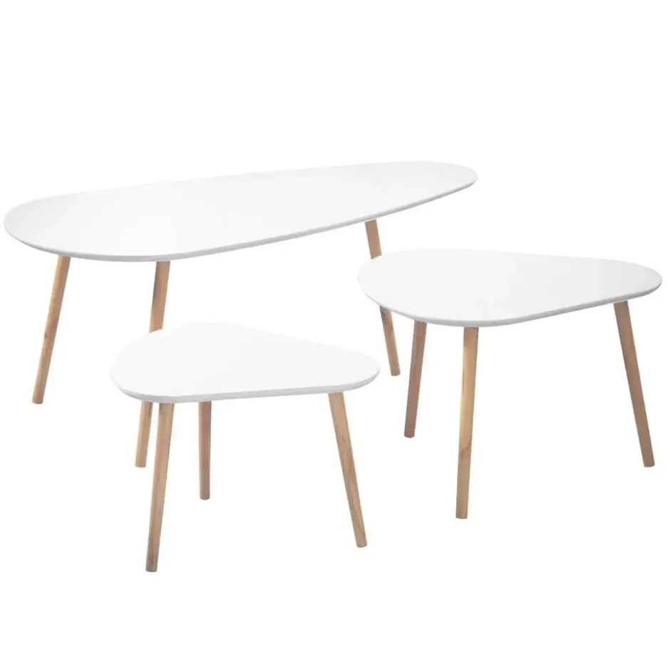 CALICOSY - Set van 3 salontafels - Wit - 42x103x50 cm