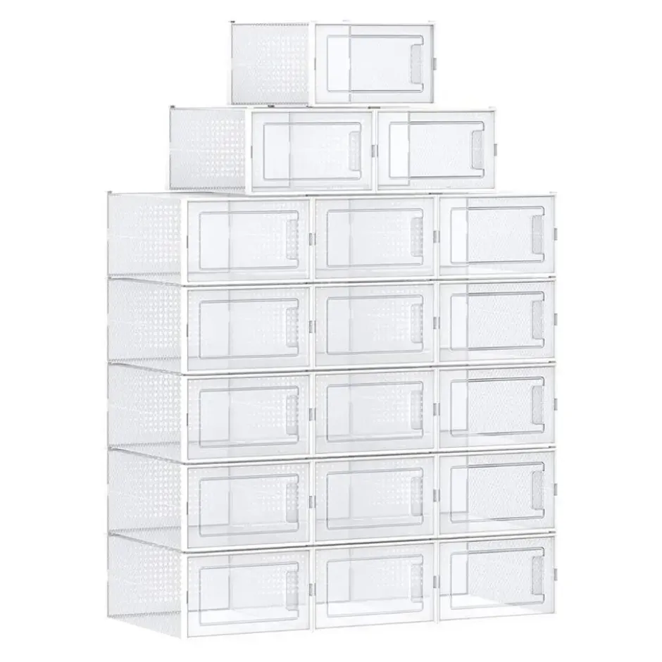 CALICOSY - Set van 18 stapelbare - Wit - 19x35x25,2 cm