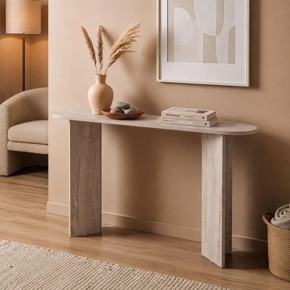 Calicosy - SIRA Design haltafel - Travertijn - 35x150x75 cm