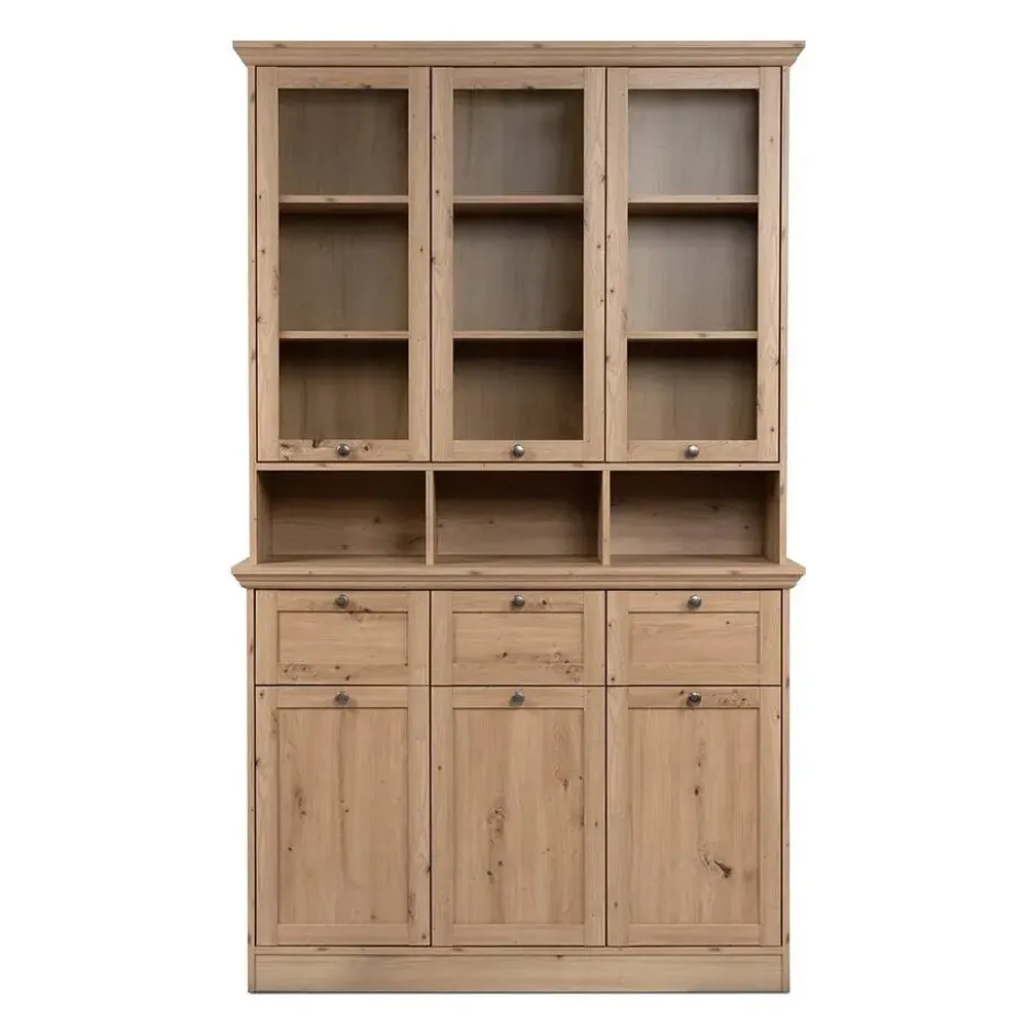 Calicosy - TIMBER Vitrinekast met 6 deuren - Eikenhout - 40x120x200 cm