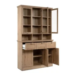 Calicosy - TIMBER Vitrinekast met 6 deuren - Eikenhout - 40x120x200 cm
