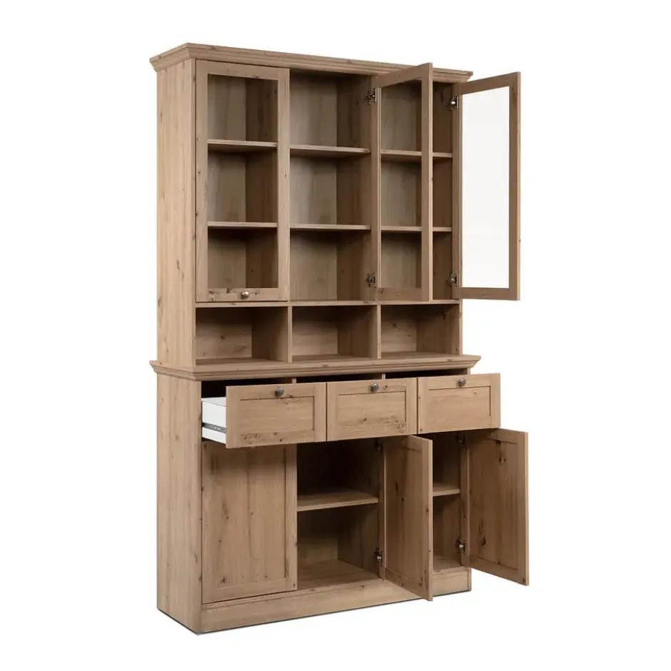 Calicosy - TIMBER Vitrinekast met 6 deuren - Eikenhout - 40x120x200 cm