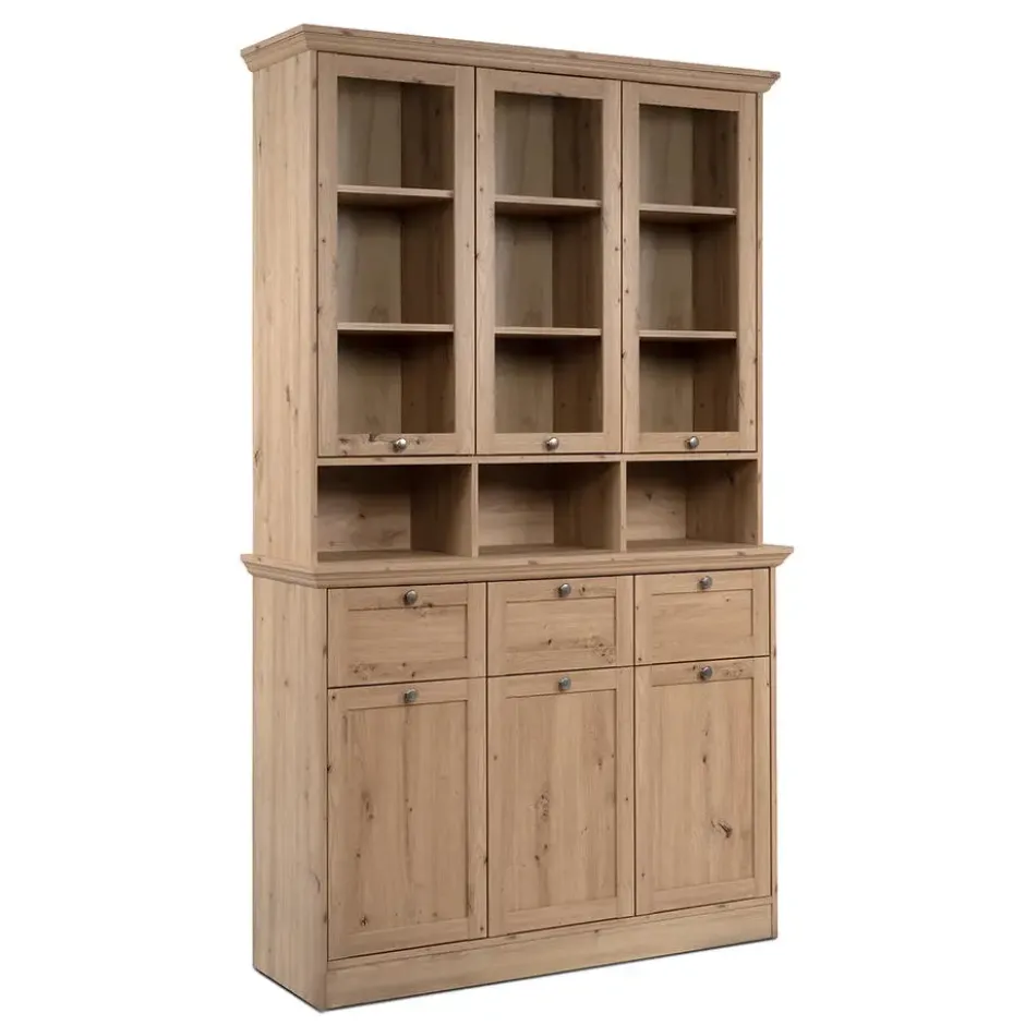 Calicosy - TIMBER Vitrinekast met 6 deuren - Eikenhout - 40x120x200 cm