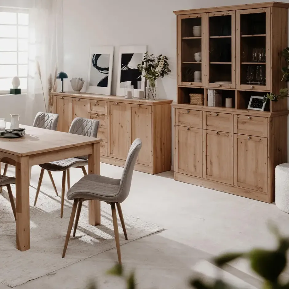 Calicosy - TIMBER Vitrinekast met 6 deuren - Eikenhout - 40x120x200 cm