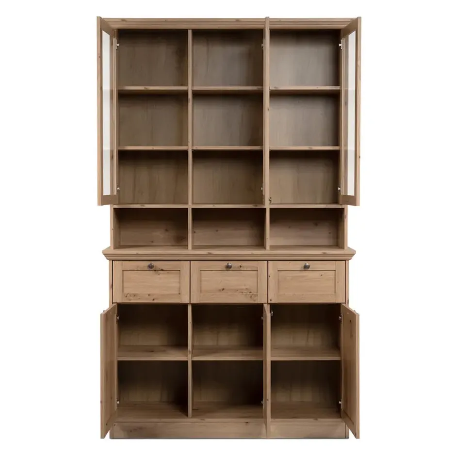 Calicosy - TIMBER Vitrinekast met 6 deuren - Eikenhout - 40x120x200 cm