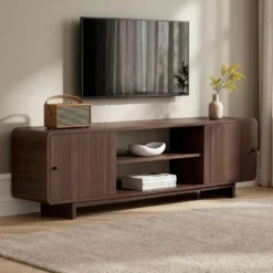 Calicosy - Tv-meubel CELENA - Donker hout 180x34x52 cm