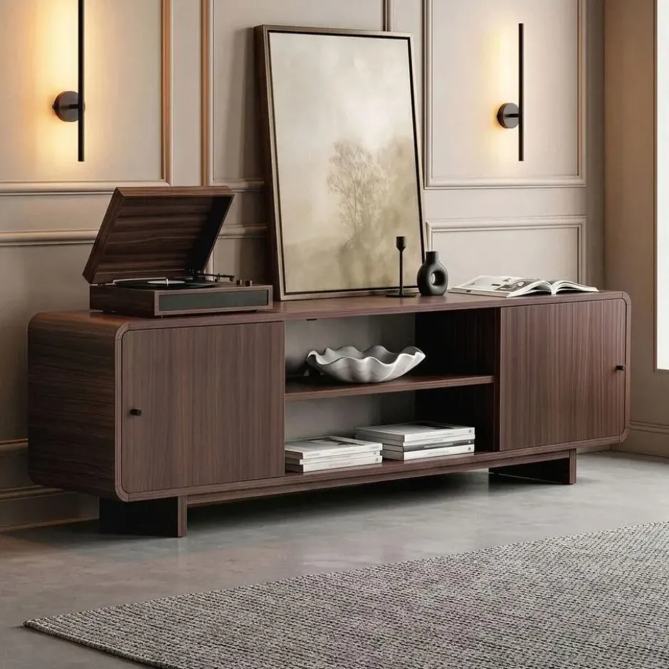 Calicosy - Tv-meubel CELENA - Donker hout 180x34x52 cm