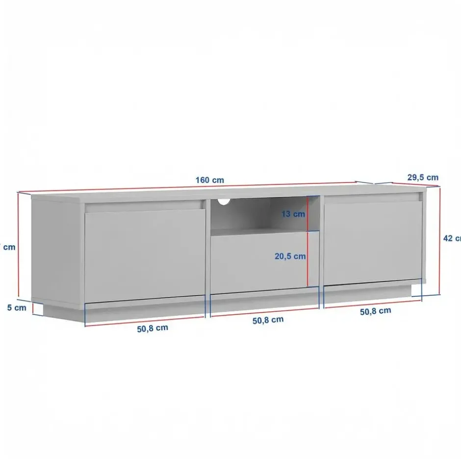 Calicosy - Tv-meubel LUME - Wit 160x30x42 cm