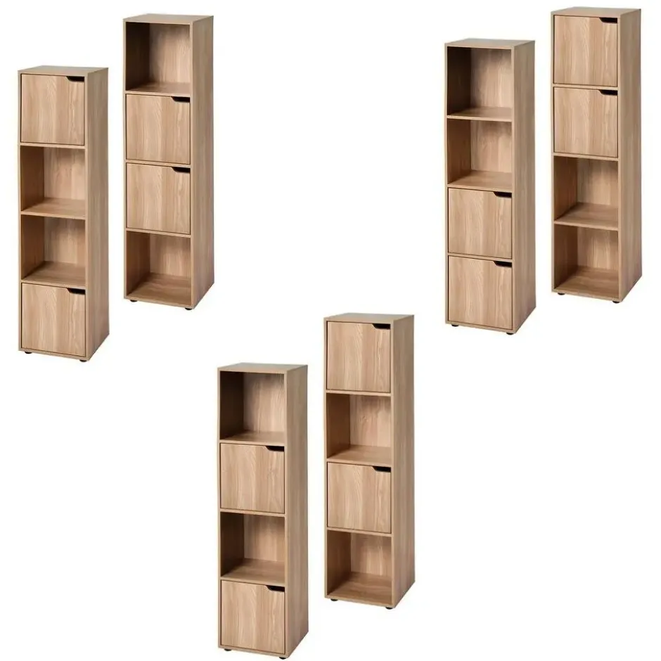 Calicosy - 4-vaks kast, houtdecor, 2 deuren MODU - 29x30.7x120 cm