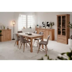 CALICOSY - Vitrinekast met 2 glazen deuren TIMBER - Eikenhout - 45x80x200 cm