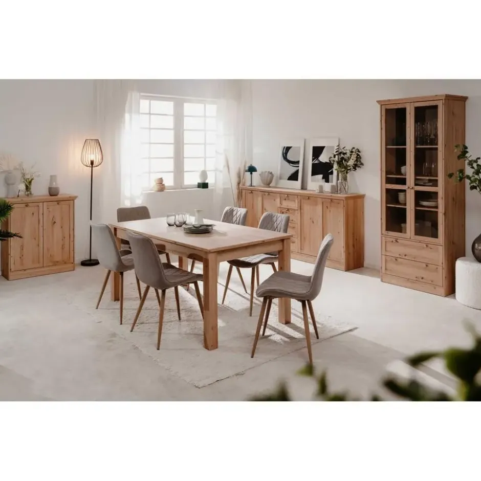 CALICOSY - Vitrinekast met 2 glazen deuren TIMBER - Eikenhout - 45x80x200 cm