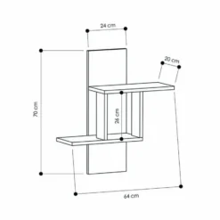 CALICOSY - Wandplank met 2 legplanken MILL - 20x64x70 cm