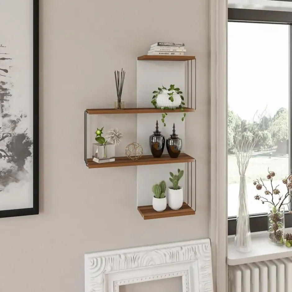 CALICOSY - Wandplank met 4 legplanken CAMBEL - 19x64x96 cm