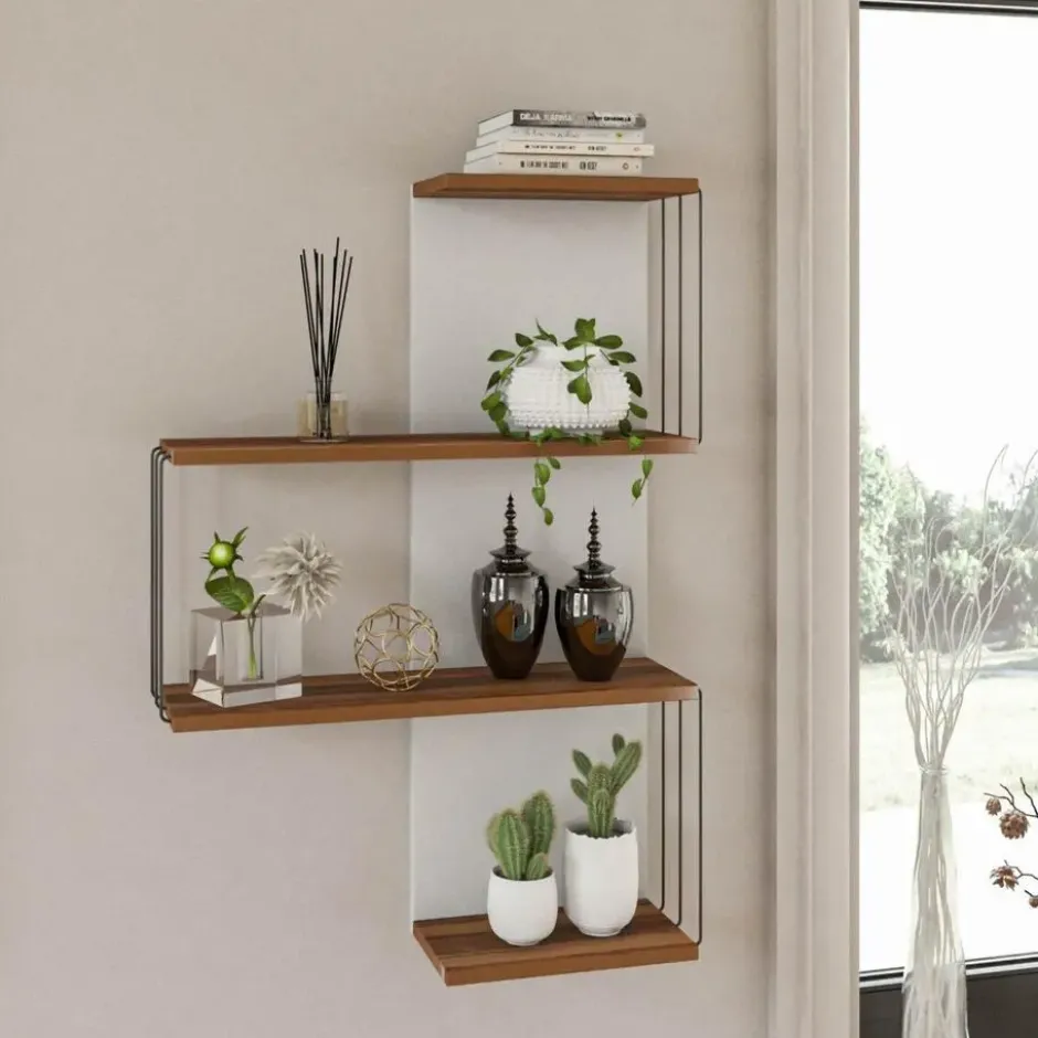 CALICOSY - Wandplank met 4 legplanken CAMBEL - 19x64x96 cm