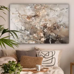 Canvas Schilderij 120x80 cm Amandelbloesem - Kunst - Van Gogh - Beige - Abstract