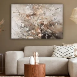 Canvas Schilderij 120x80 cm Amandelbloesem - Kunst - Van Gogh - Beige - Abstract