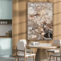 Canvas Schilderij 80x120 cm Amandelbloesem - Kunst - Van Gogh - Beige - Abstract