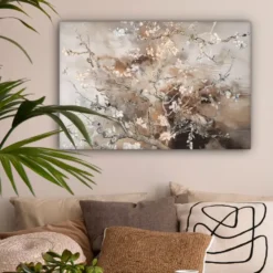 Canvas Schilderij 60x40 cm Amandelbloesem - Kunst - Van Gogh - Beige - Abstract